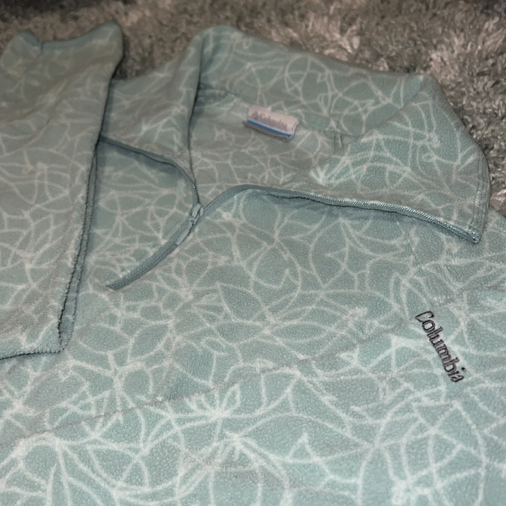 COLUMBIA pullover half zip fleece sweater women’s sz Small light teal 💚💙 EUC - Picture 3 of 11